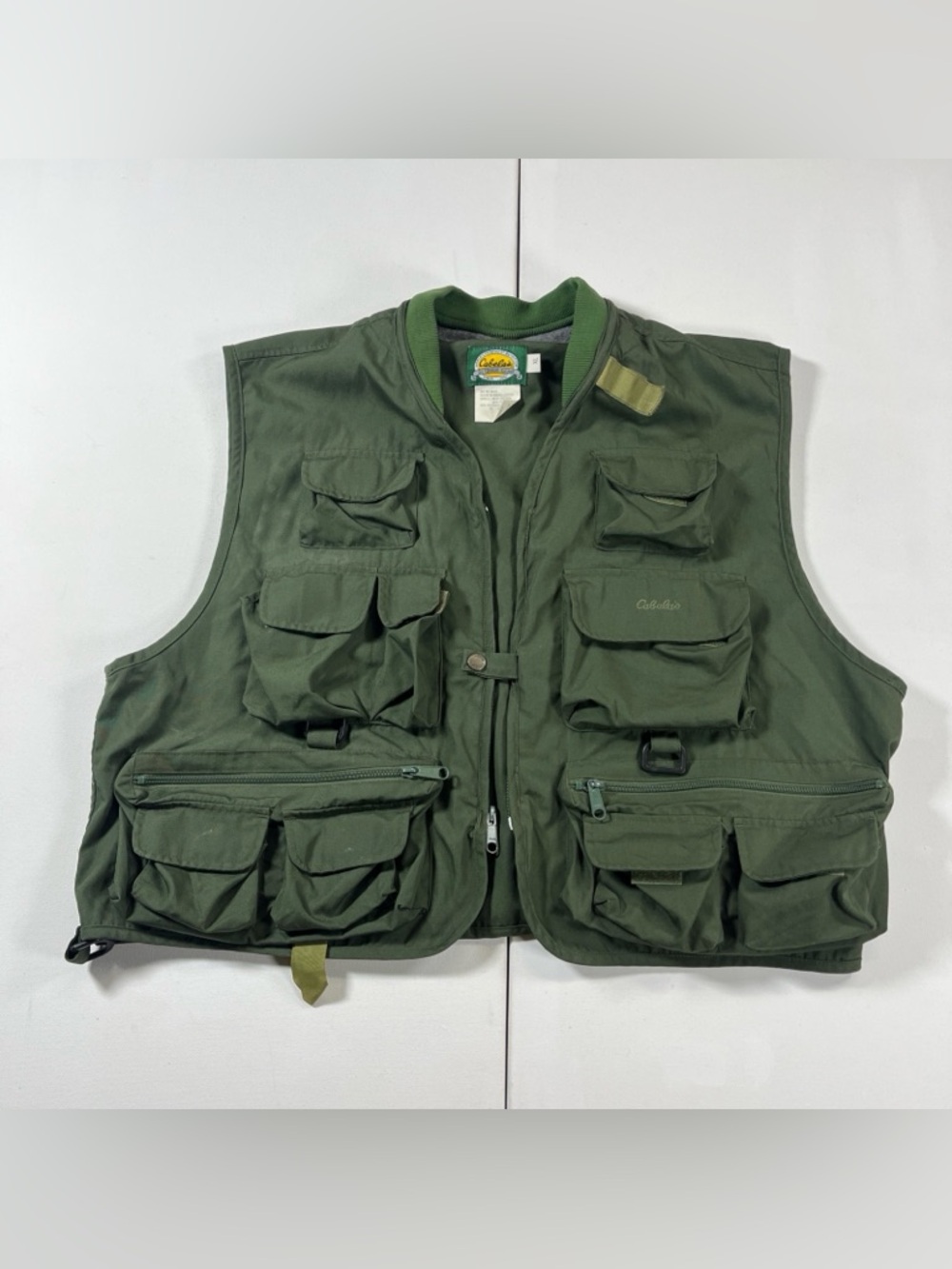 SOLD CABELA'S Utility Vest Green Full Zip Fishing Hunting Cargo Outdoors Mens XL